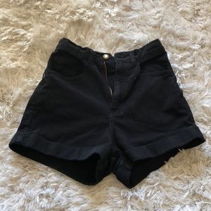 american apparel high rise black jean shorts 💕